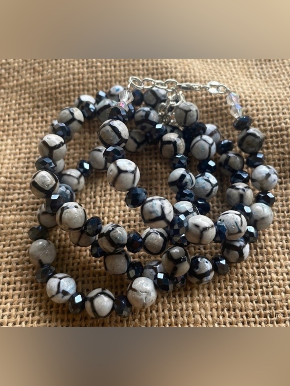 Amazing black white Stone with Crystal Black spacers New luxury Amazing